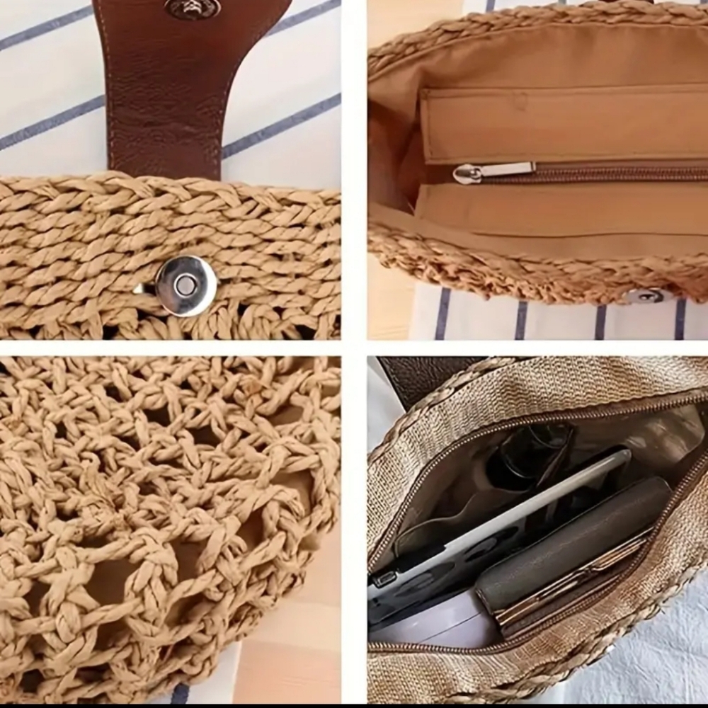 Straw Crossbody Chic Hollow Out. NWT - Picture 6 of 16